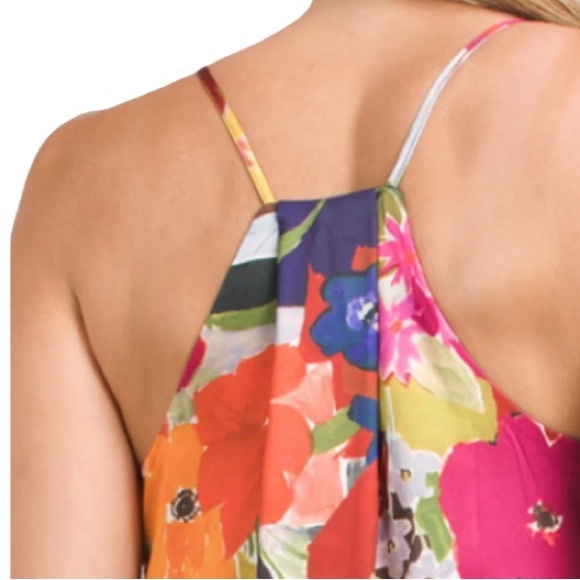 Nicole Miller Abstract Floral Print Slip on Satin Maxi Dress - Size S - Picture 2 of 12